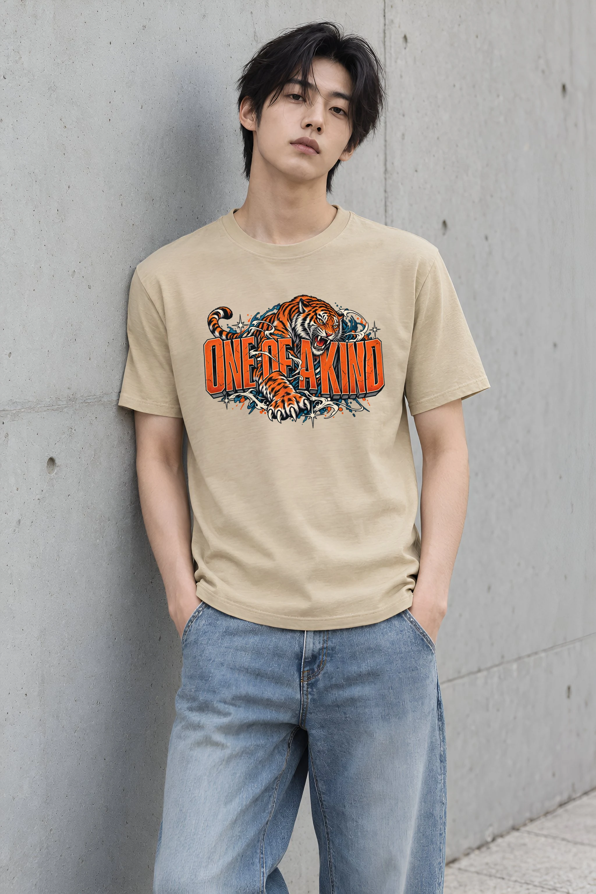 "Roaring Tiger Script" Heavyweight Unisex Crewneck T-shirt