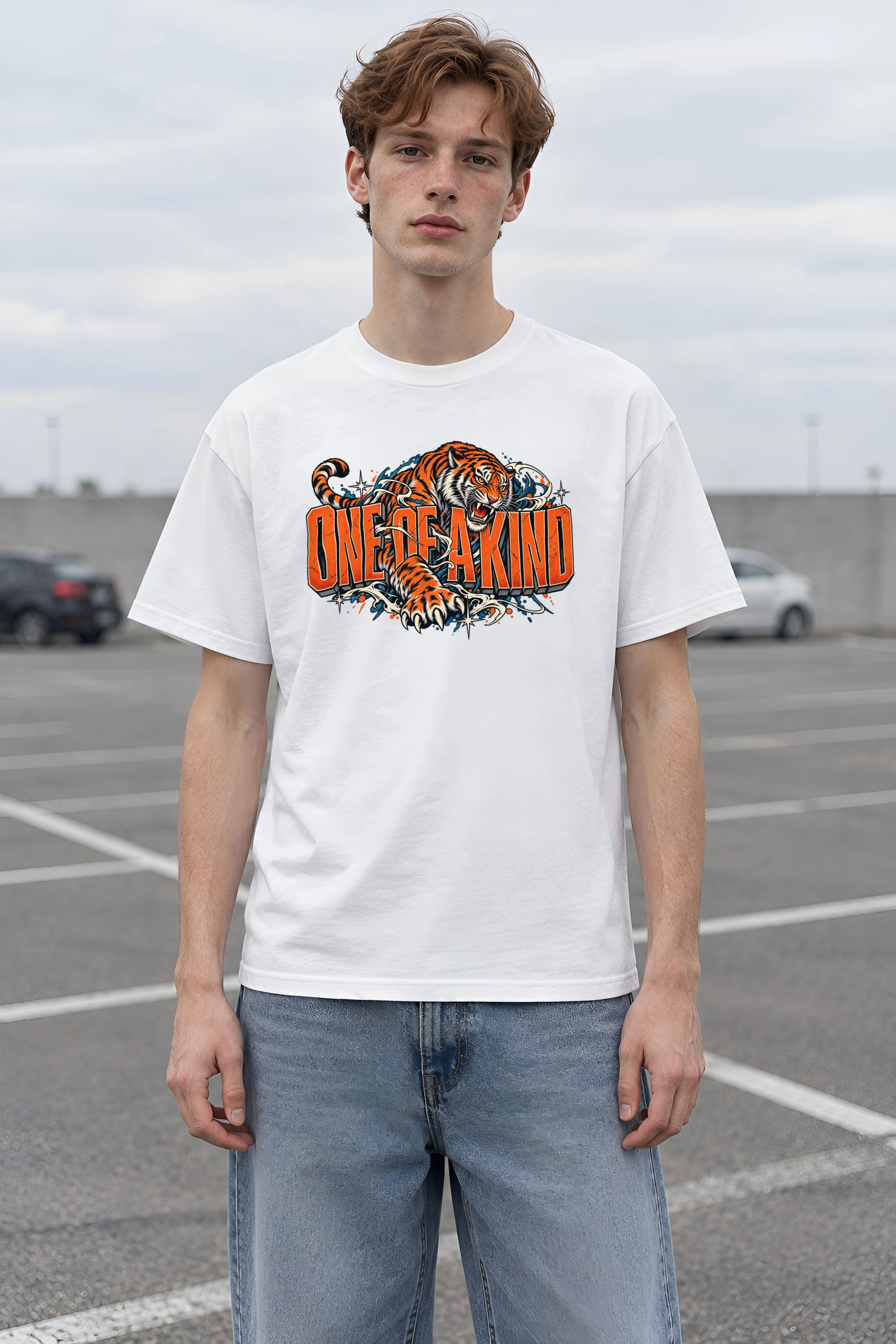 "Roaring Tiger Script" Heavyweight Unisex Crewneck T-shirt