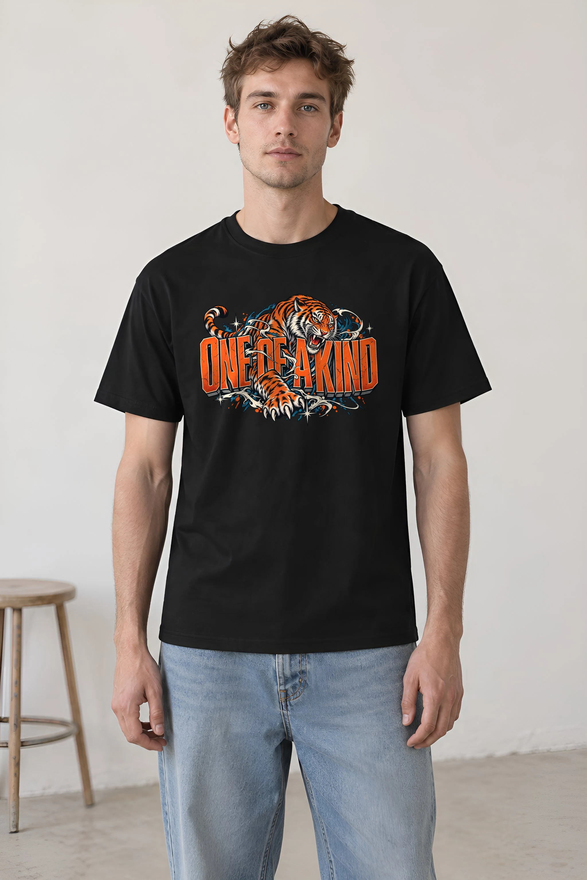 "Roaring Tiger Script" Heavyweight Unisex Crewneck T-shirt
