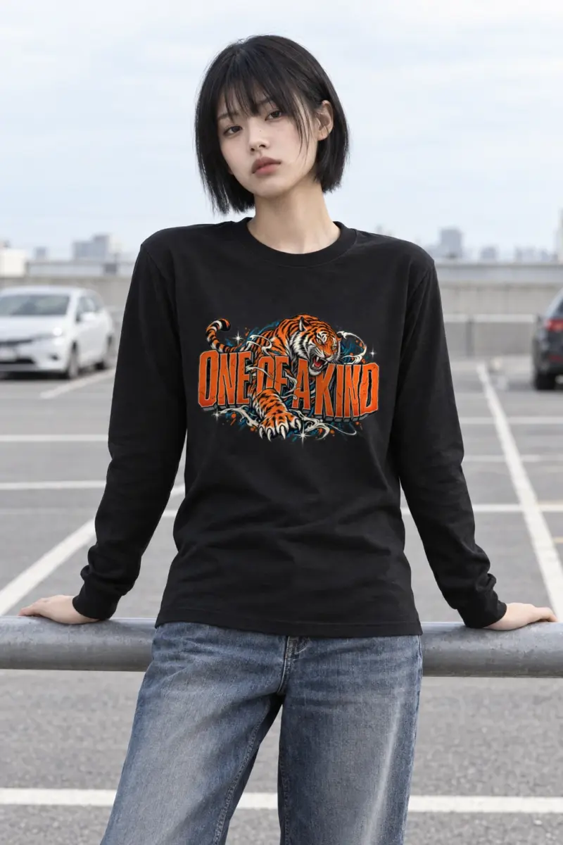 "Lunging Tiger Letter Longsleeve" Unisex Longsleeve T-shirt
