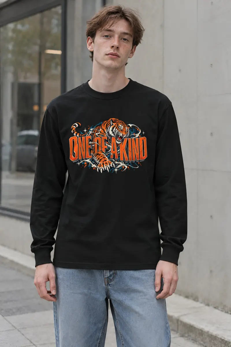 "Lunging Tiger Letter Longsleeve" Unisex Longsleeve T-shirt