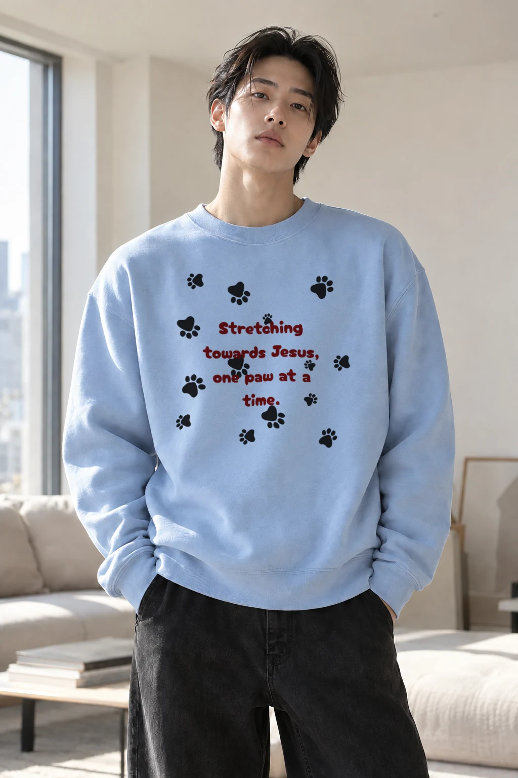 "One Paw At A Time" Heavy Blend Unisex Crewneck Sweatshirt | Gildan 18000