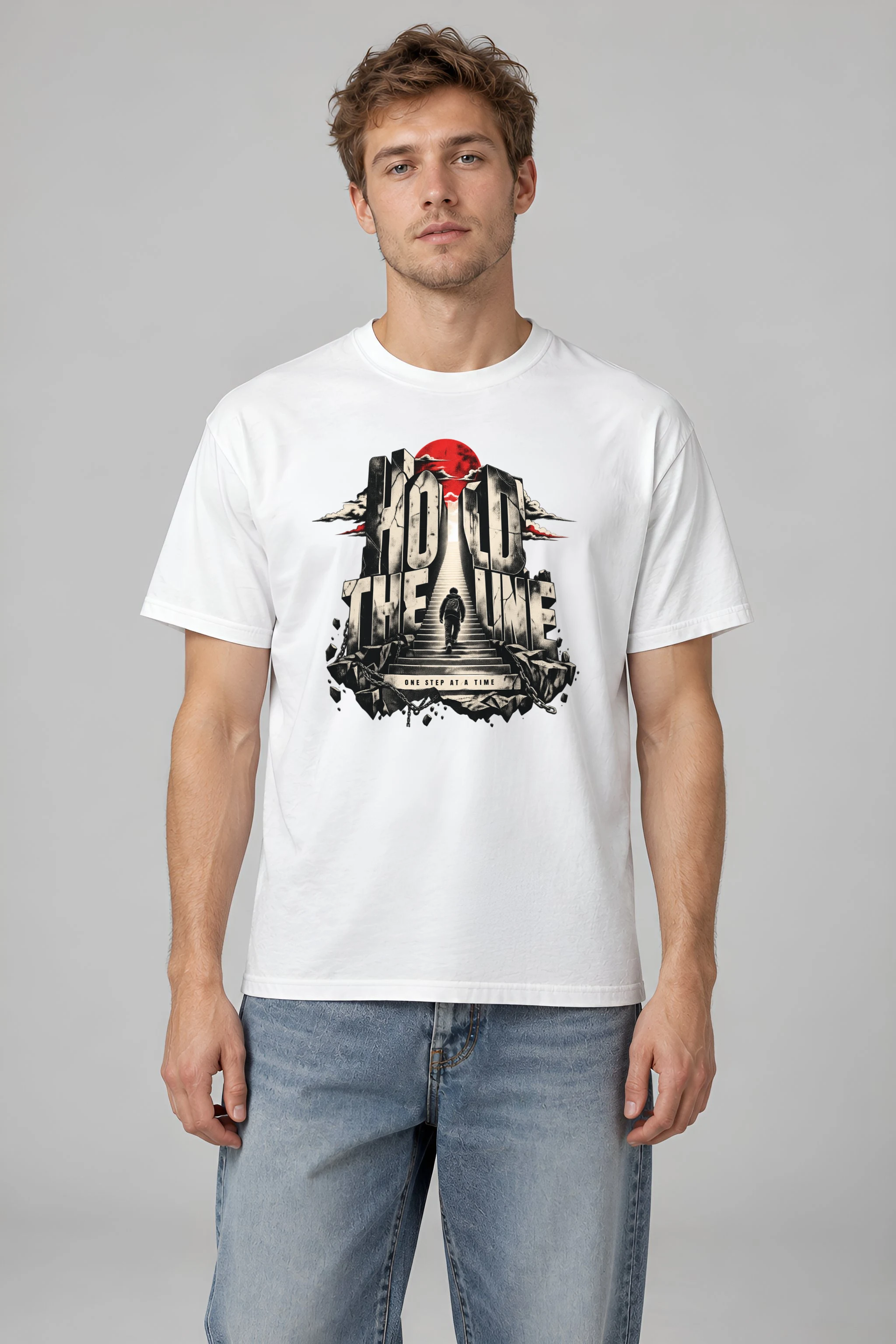 "One Step At A Time" Heavyweight Unisex Crewneck T-shirt