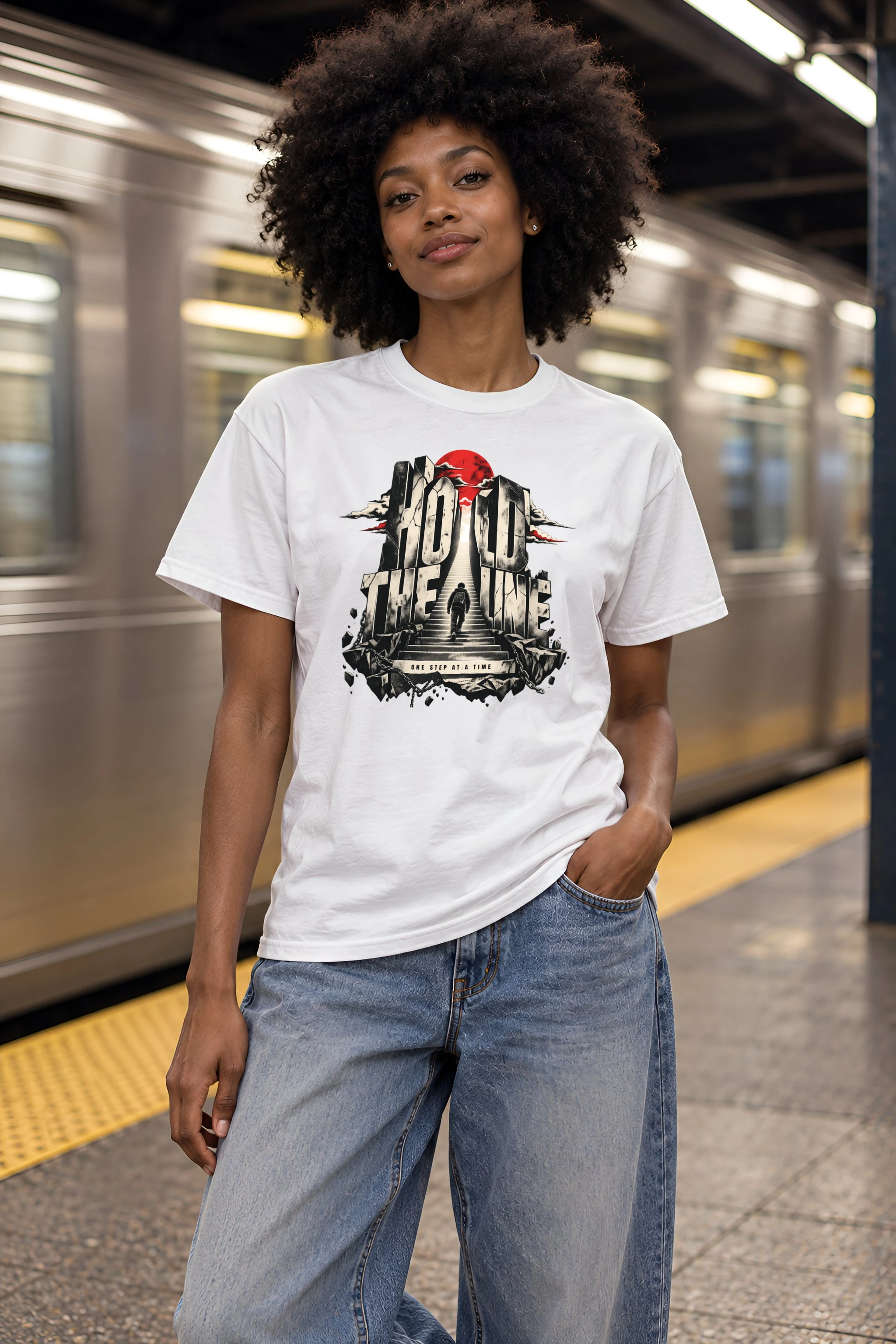"One Step At A Time" Heavyweight Unisex Crewneck T-shirt