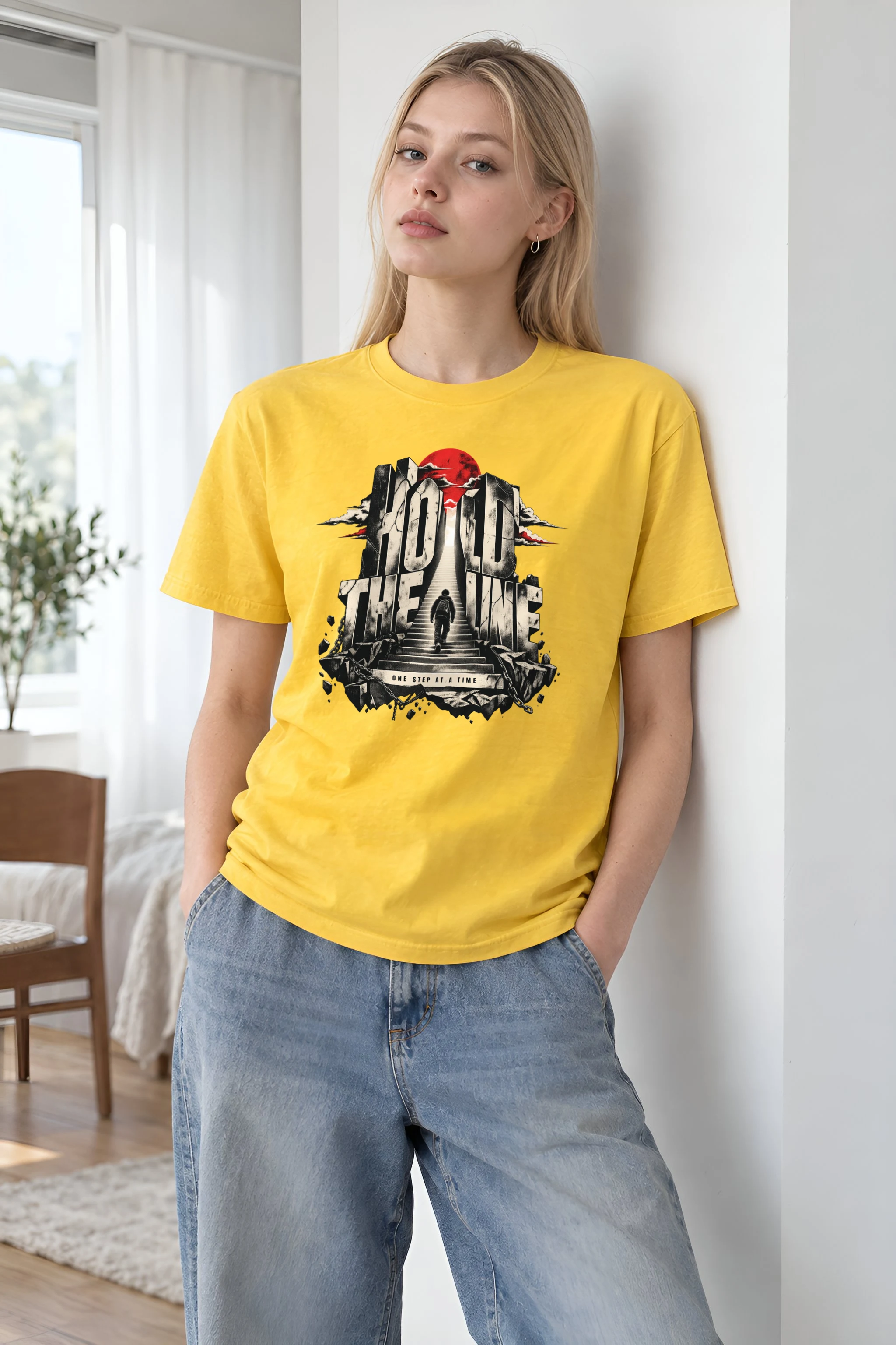 "One Step At A Time" Heavyweight Unisex Crewneck T-shirt