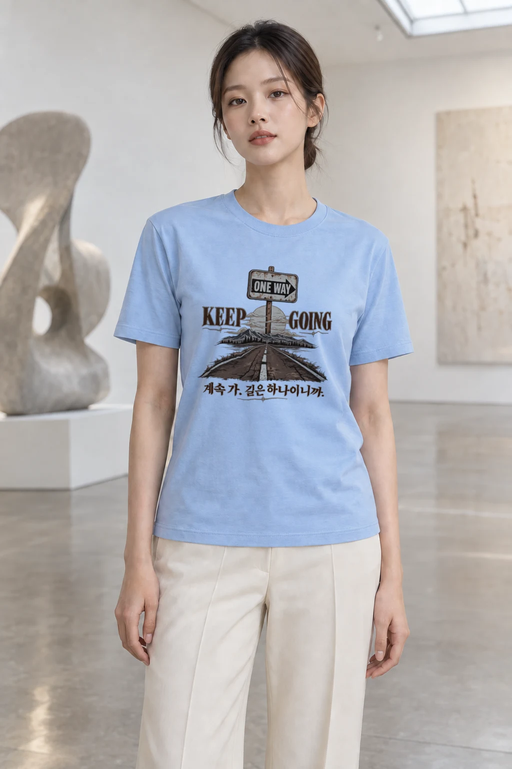 "One Way Horizon" Heavyweight Unisex Crewneck T-shirt | Gildan 5000