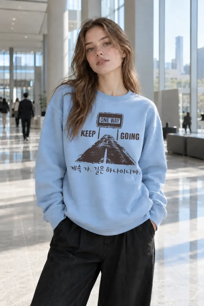 "One Way Keep Going" Heavy Blend Unisex Crewneck Sweatshirt | Gildan 18000