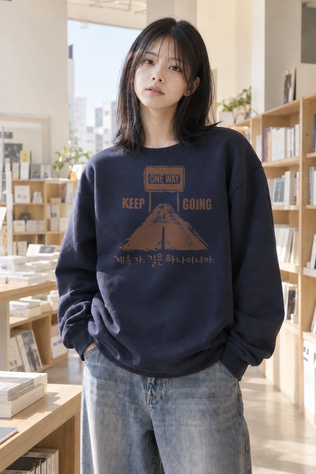 "One Way Keep Going" Heavy Blend Unisex Crewneck Sweatshirt | Gildan 18000