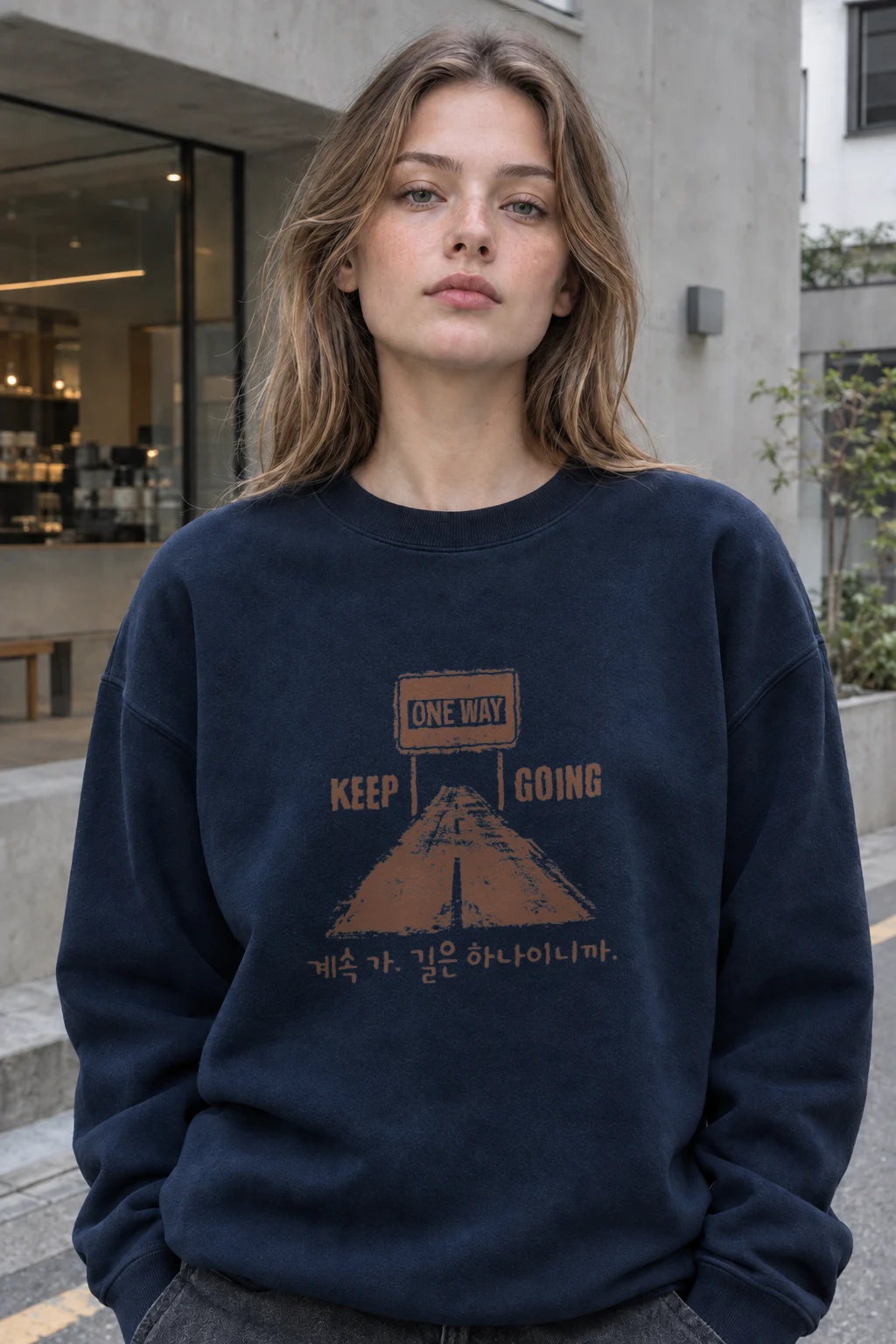 "One Way Keep Going" Heavy Blend Unisex Crewneck Sweatshirt | Gildan 18000