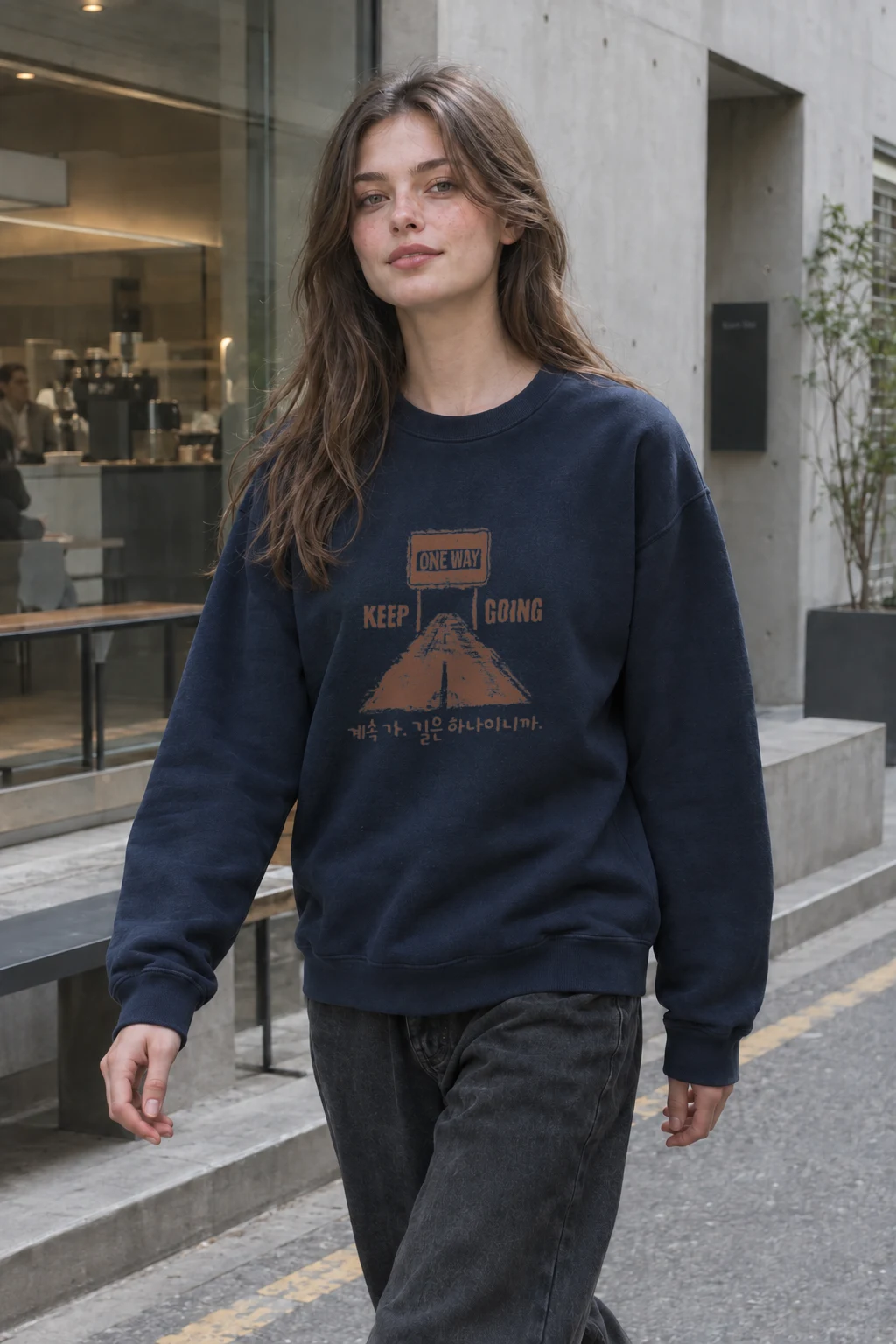 "One Way Keep Going" Heavy Blend Unisex Crewneck Sweatshirt | Gildan 18000