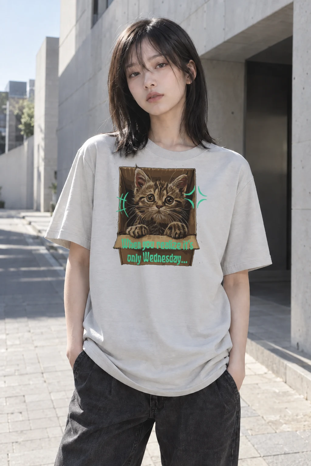 "Only Wednesday" Heavyweight Unisex Crewneck T-shirt | Gildan 5000