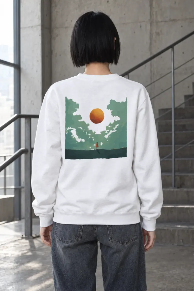 "Orange Balloon Drift" Heavy Blend Unisex Crewneck Sweatshirt | Gildan 18000