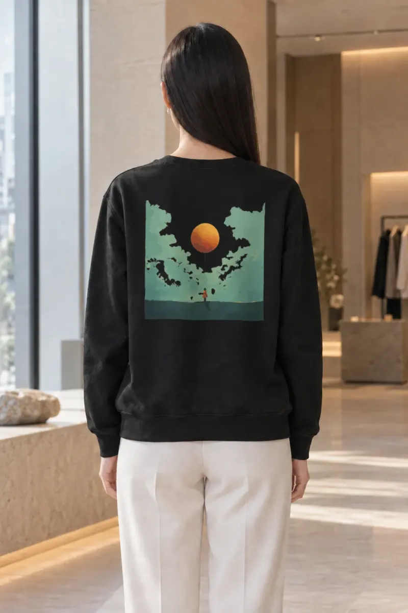 "Orange Balloon Drift" Heavy Blend Unisex Crewneck Sweatshirt