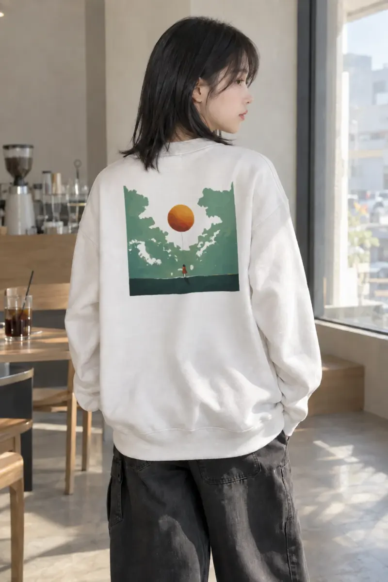"Orange Balloon Drift" Heavy Blend Unisex Crewneck Sweatshirt | Gildan 18000