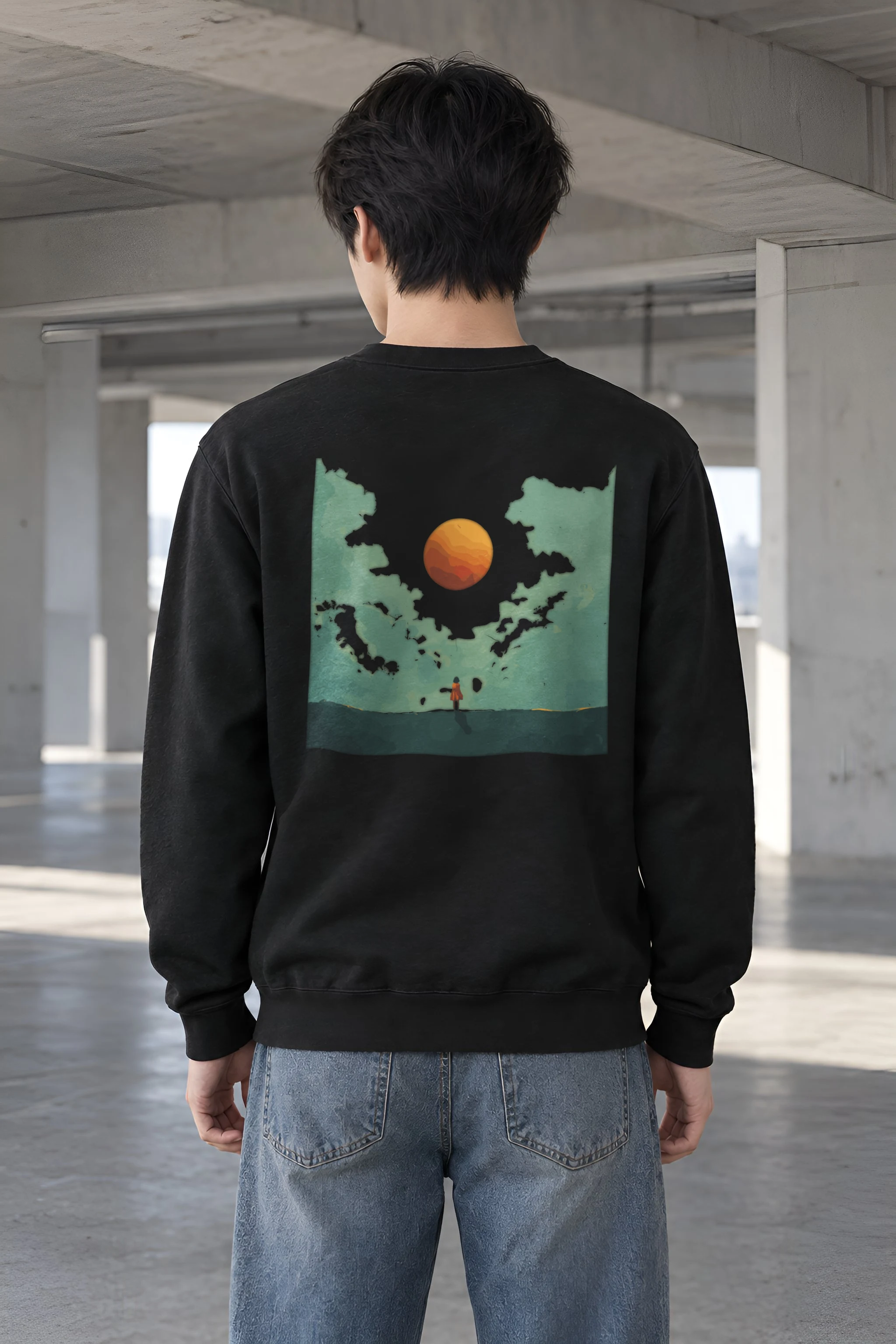 "Orange Balloon Drift" Heavy Blend Unisex Crewneck Sweatshirt