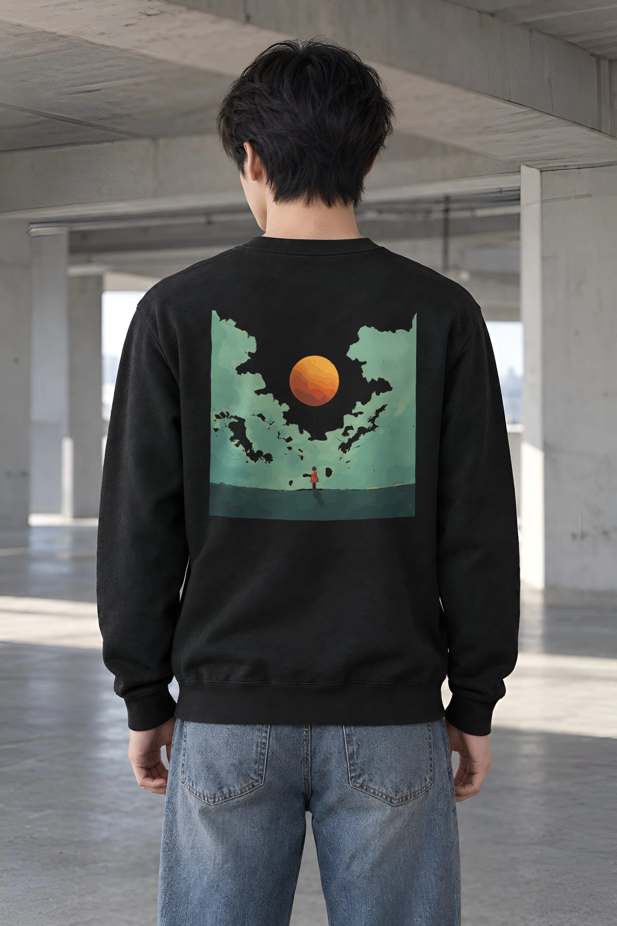 "Orange Balloon Drift" Heavy Blend Unisex Crewneck Sweatshirt
