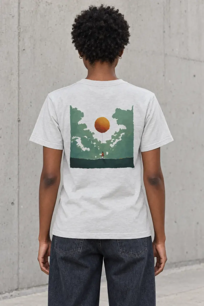 "Orange Balloon Drift" Heavyweight Unisex Crewneck T-shirt | Gildan 5000
