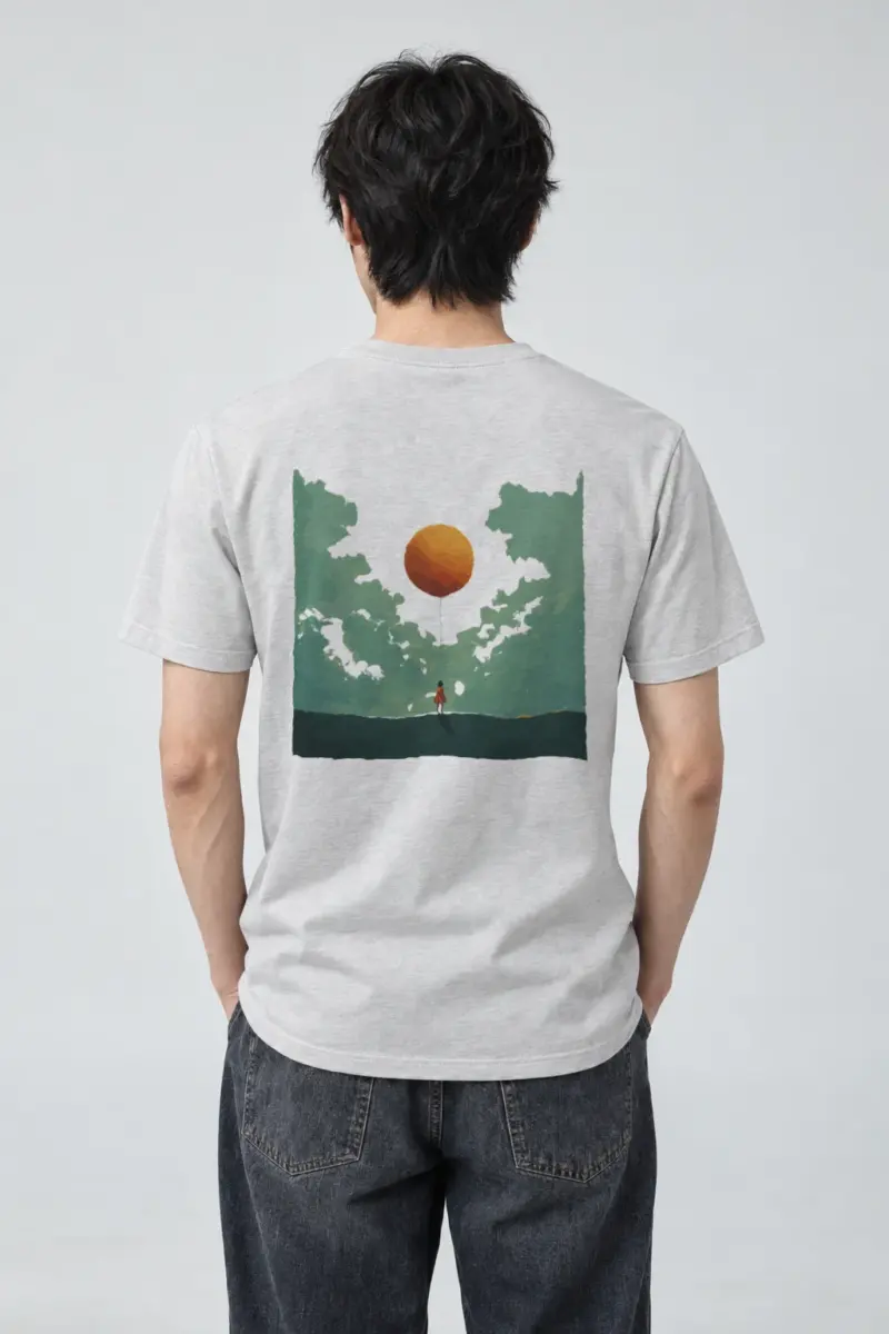 "Orange Balloon Drift" Heavyweight Unisex Crewneck T-shirt | Gildan 5000