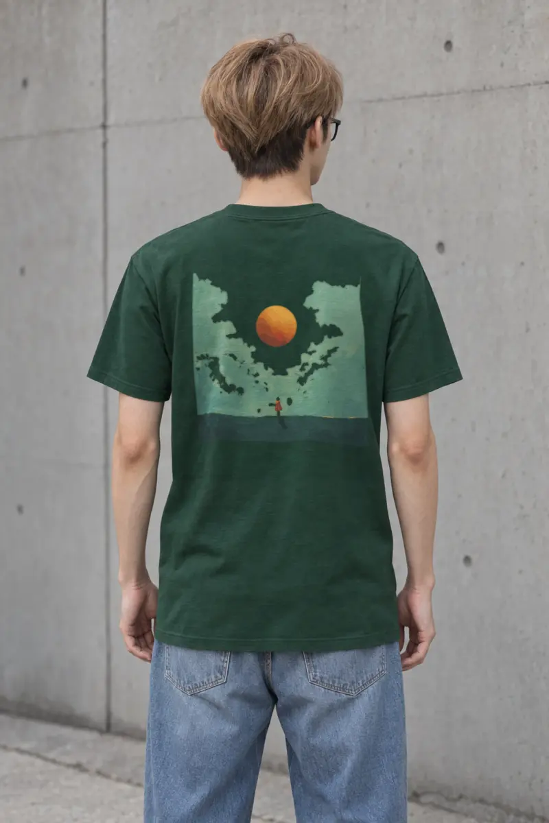 "Orange Balloon Drift" Heavyweight Unisex Crewneck T-shirt