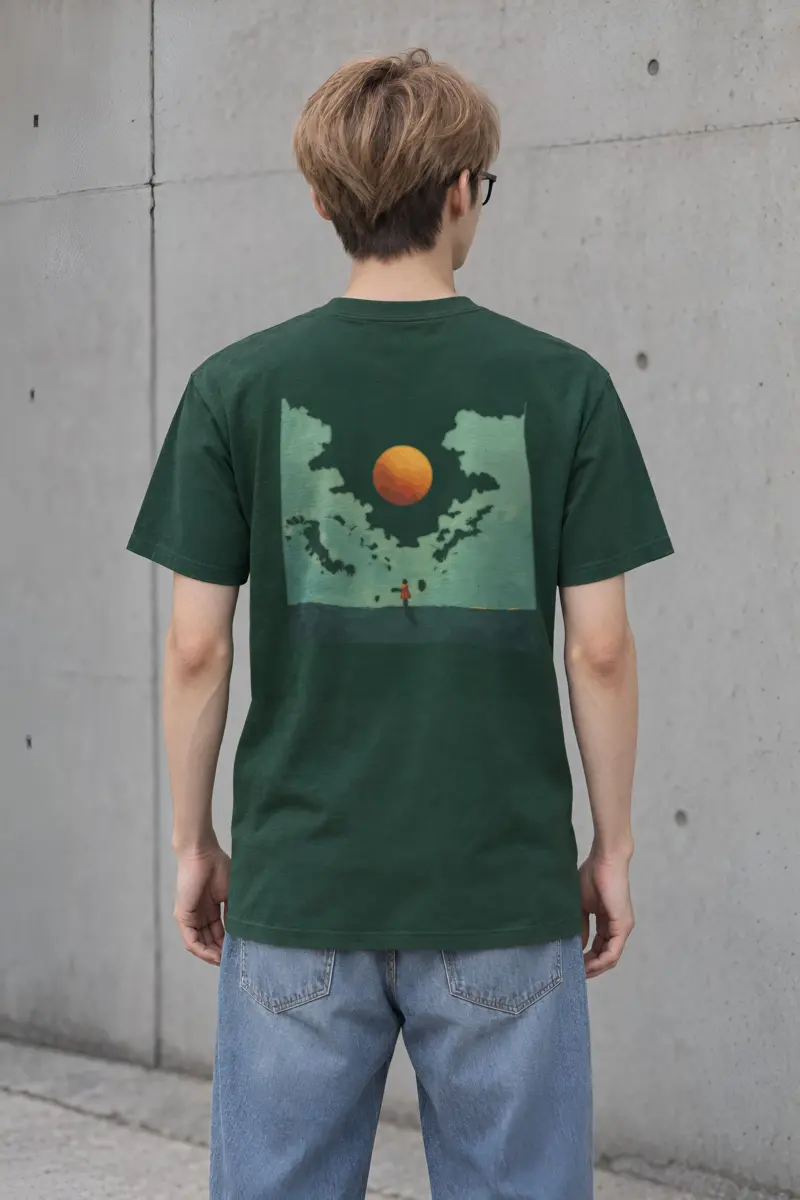 "Orange Balloon Drift" Heavyweight Unisex Crewneck T-shirt