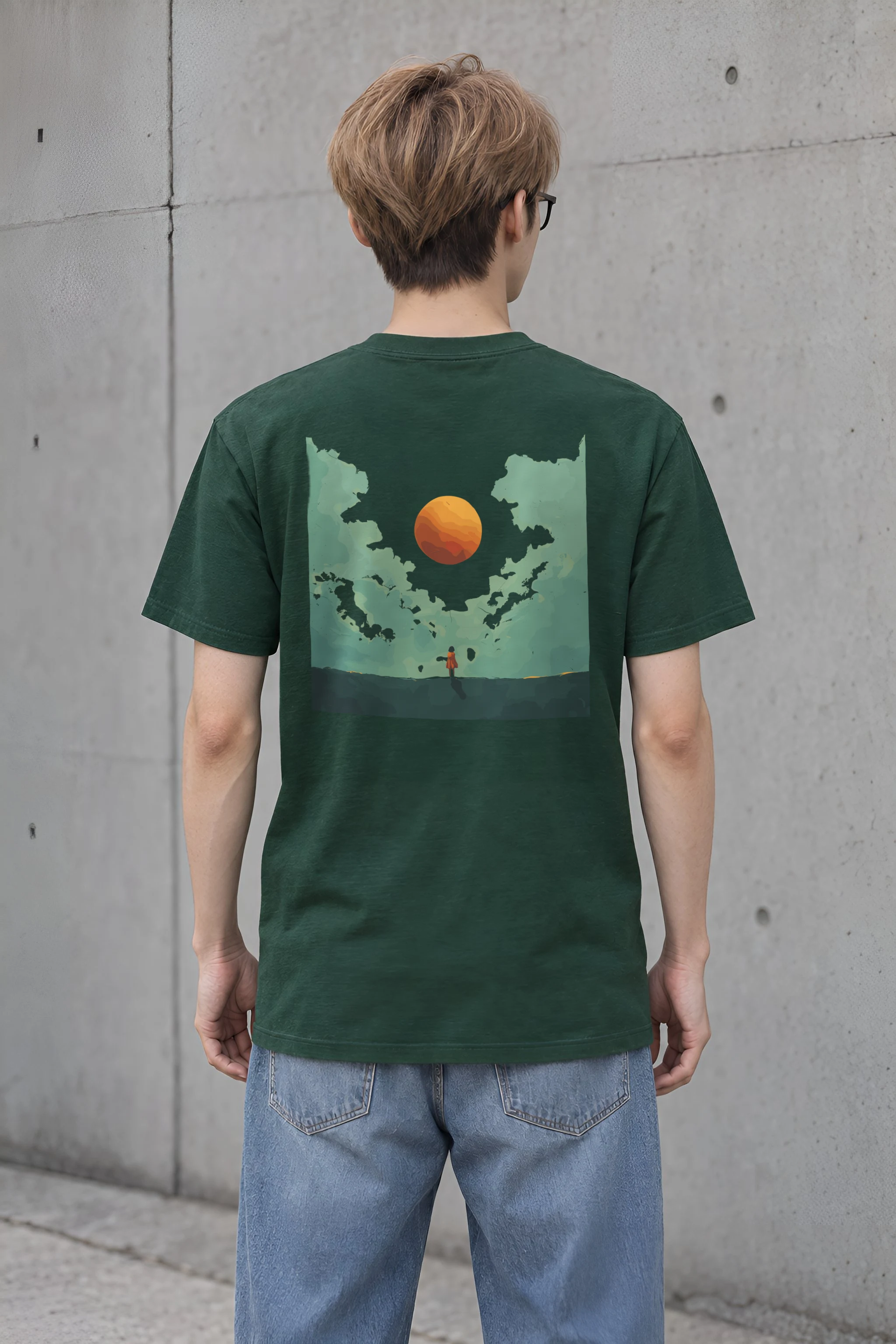 "Orange Balloon Drift" Heavyweight Unisex Crewneck T-shirt