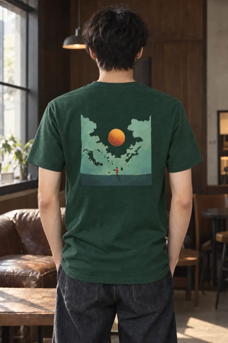 "Orange Balloon Drift" Heavyweight Unisex Crewneck T-shirt
