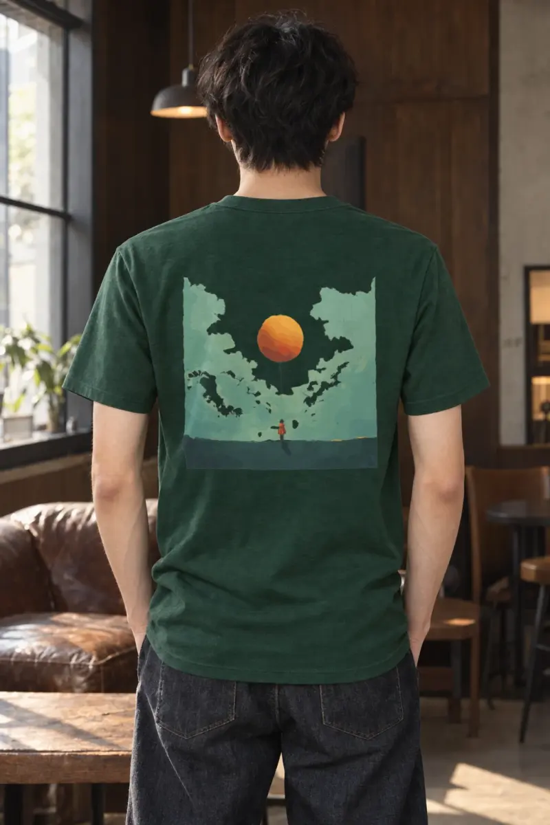 "Orange Balloon Drift" Heavyweight Unisex Crewneck T-shirt