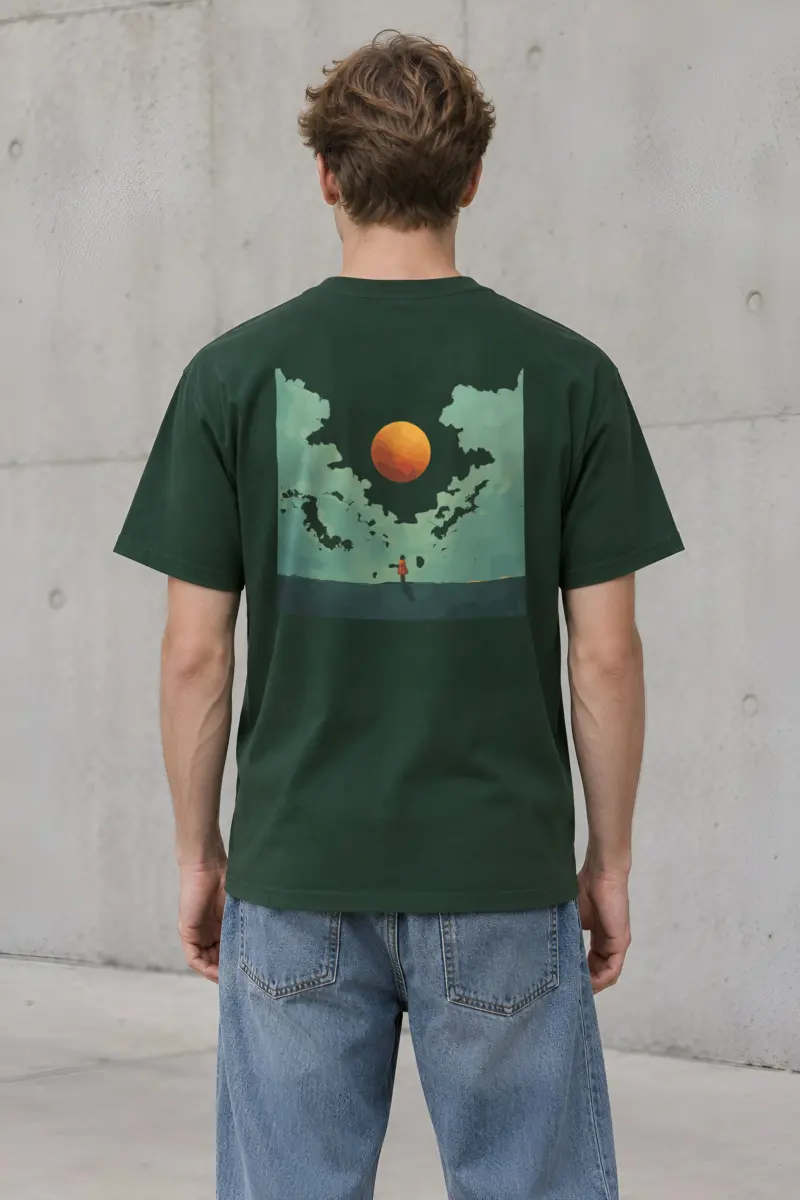 "Orange Balloon Drift" Heavyweight Unisex Crewneck T-shirt