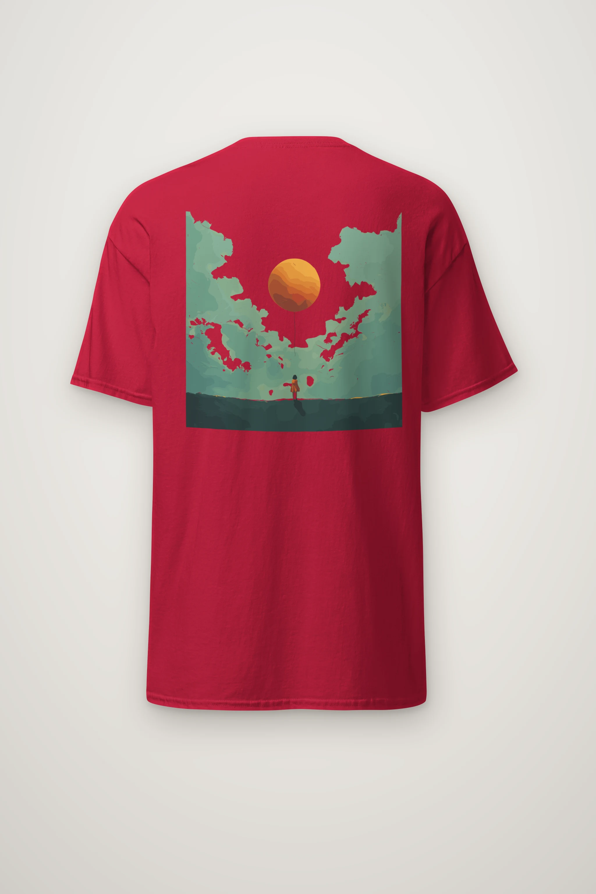 "Orange Balloon Drift" Heavyweight Unisex Crewneck T-shirt
