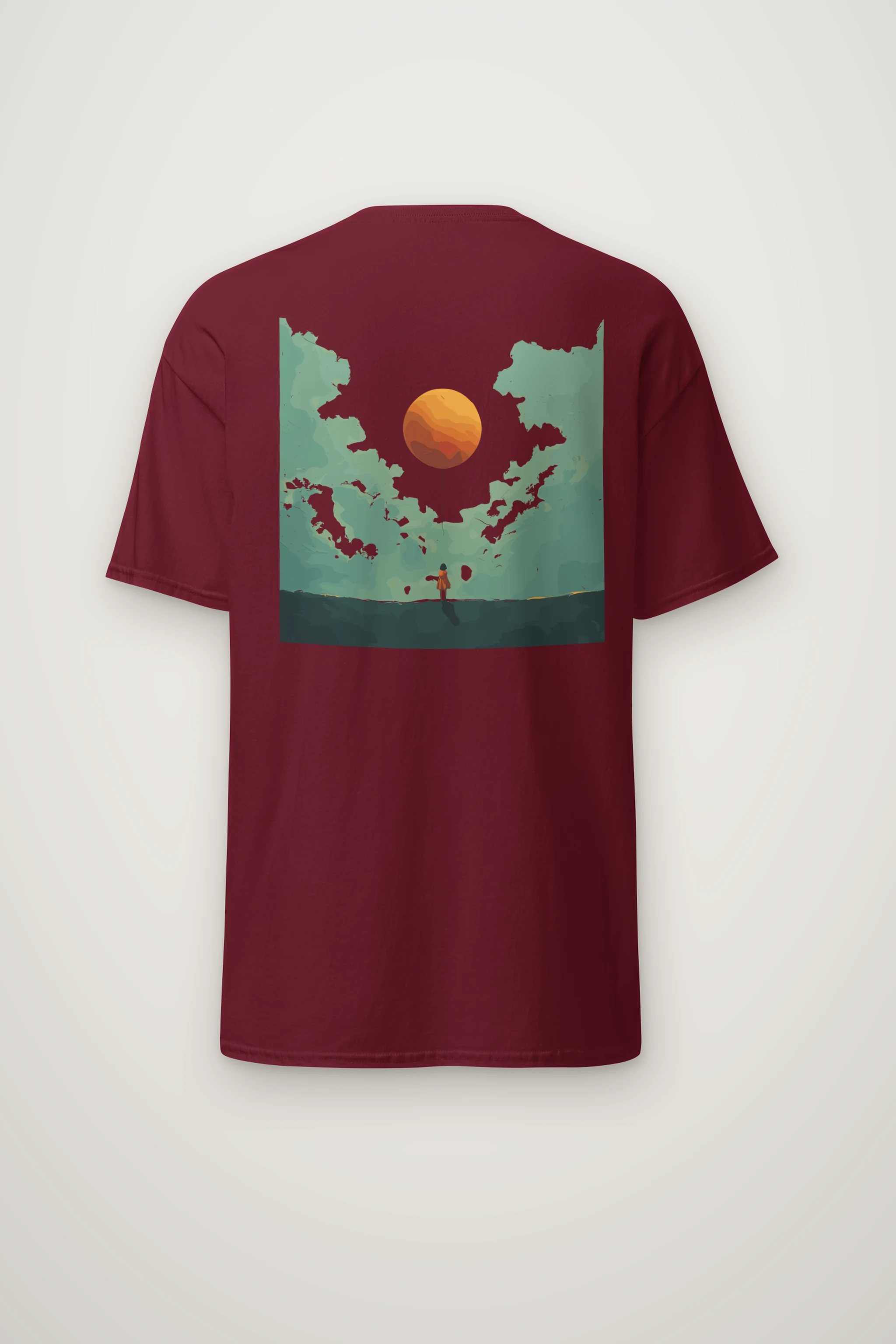 "Orange Balloon Drift" Heavyweight Unisex Crewneck T-shirt