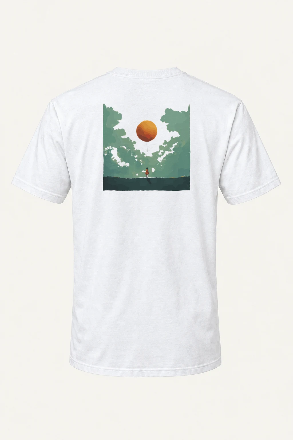 "Orange Balloon Drift" Heavyweight Unisex Crewneck T-shirt | Gildan 5000