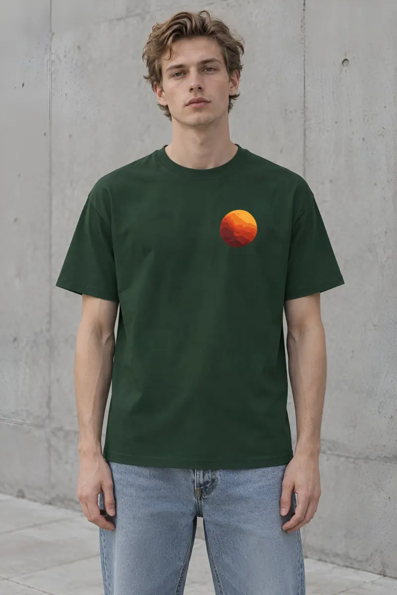 "Orange Balloon Drift" Heavyweight Unisex Crewneck T-shirt