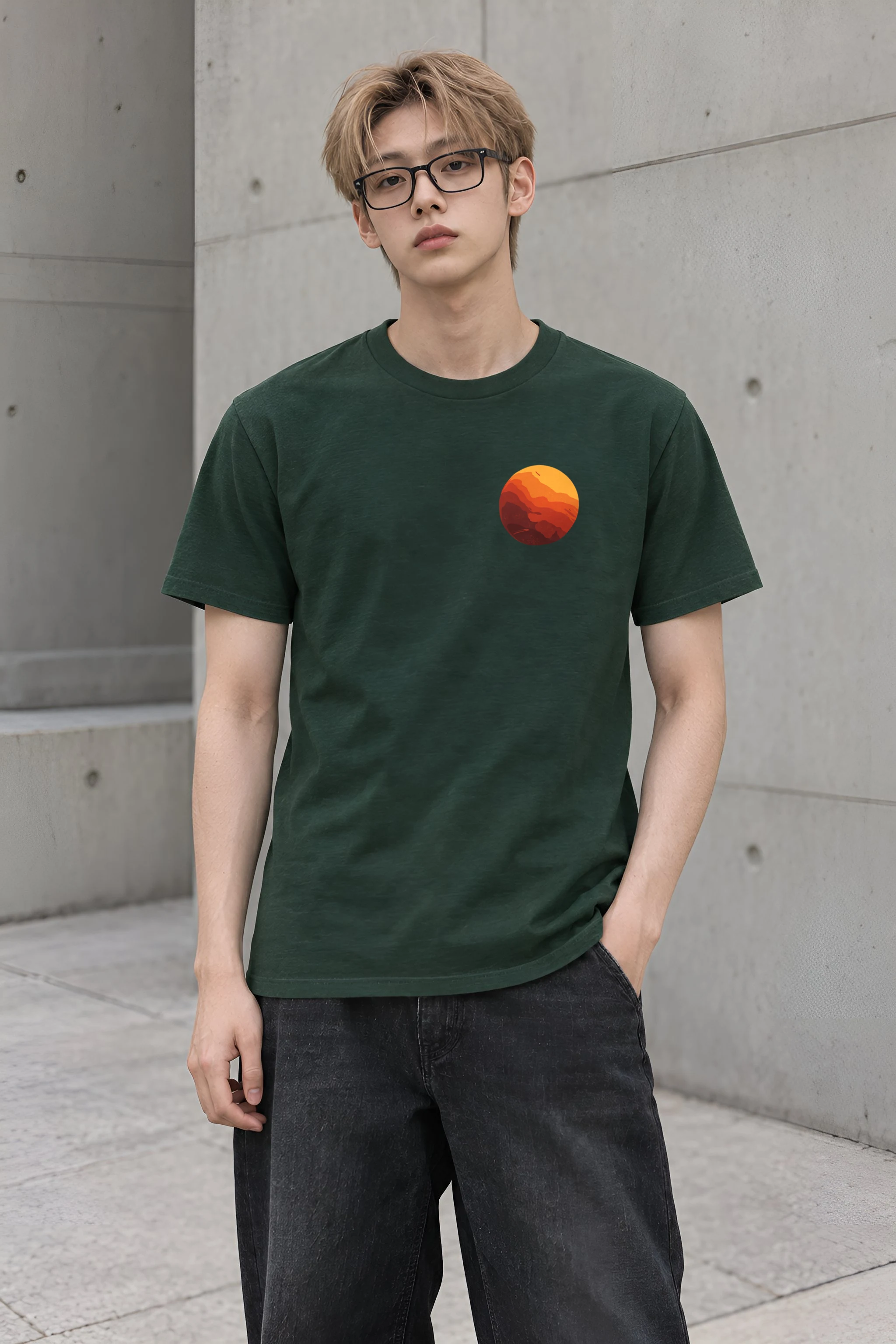 "Orange Balloon Drift" Heavyweight Unisex Crewneck T-shirt