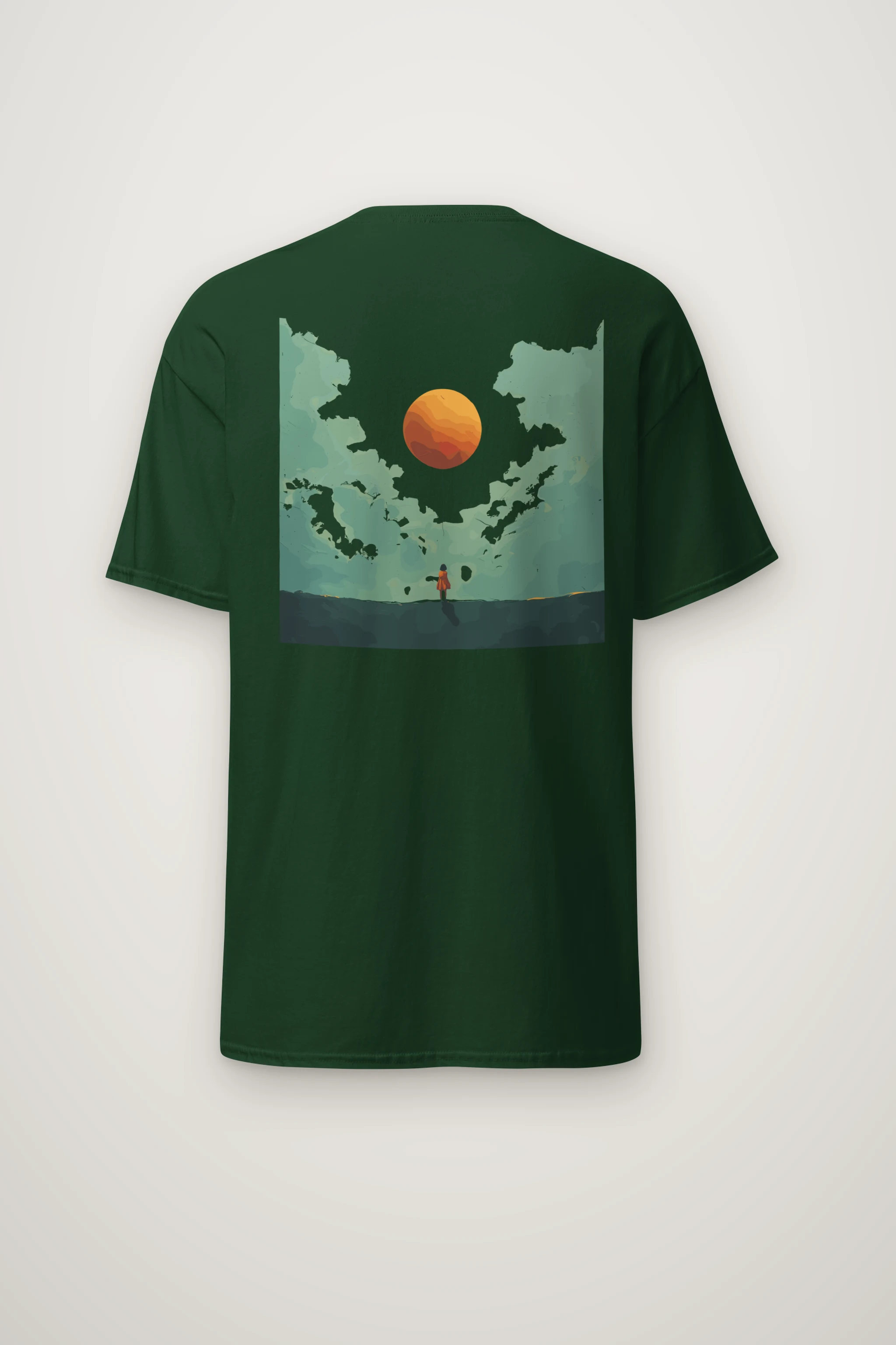 "Orange Balloon Drift" Heavyweight Unisex Crewneck T-shirt
