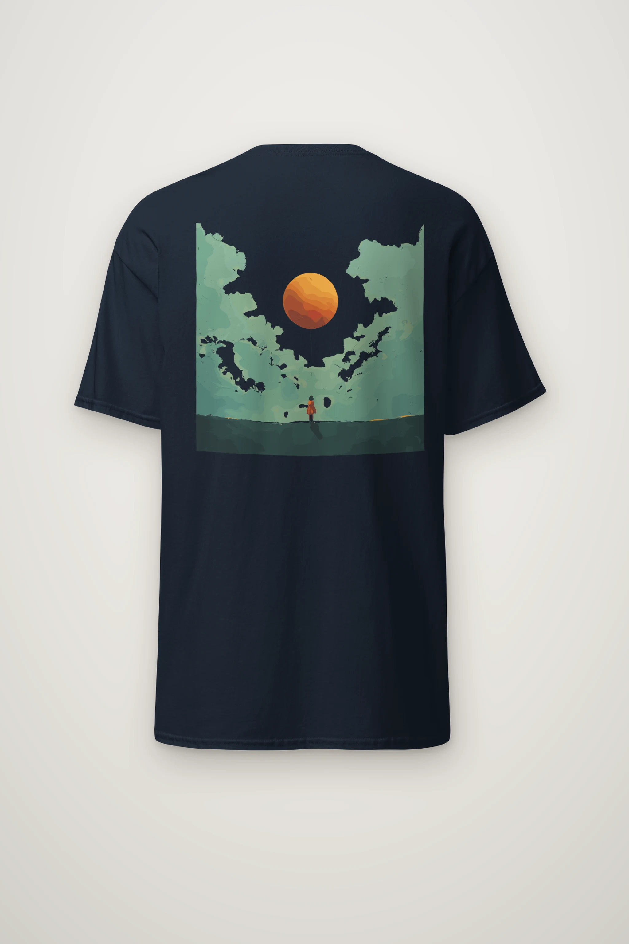 "Orange Balloon Drift" Heavyweight Unisex Crewneck T-shirt