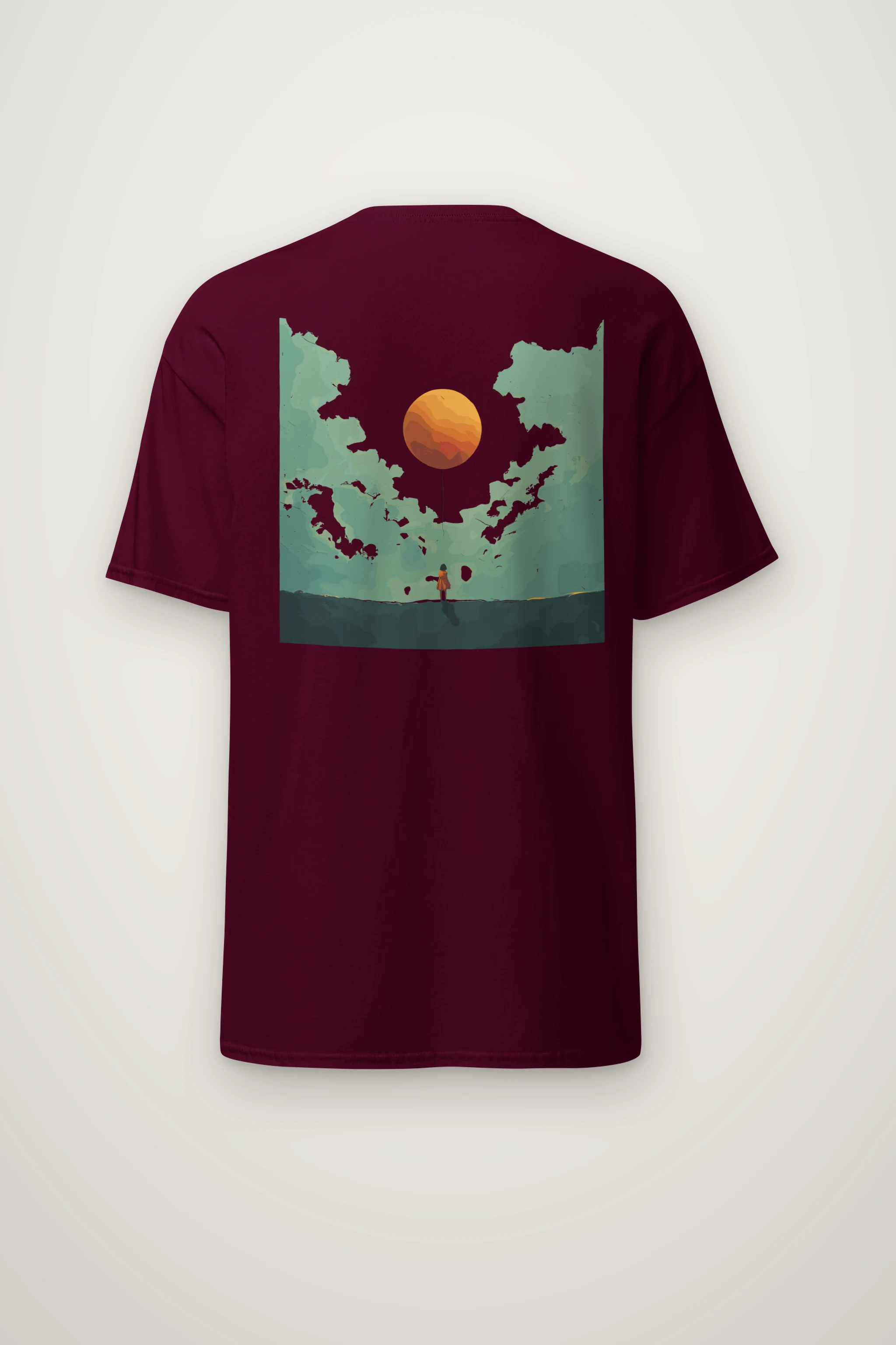 "Orange Balloon Drift" Heavyweight Unisex Crewneck T-shirt