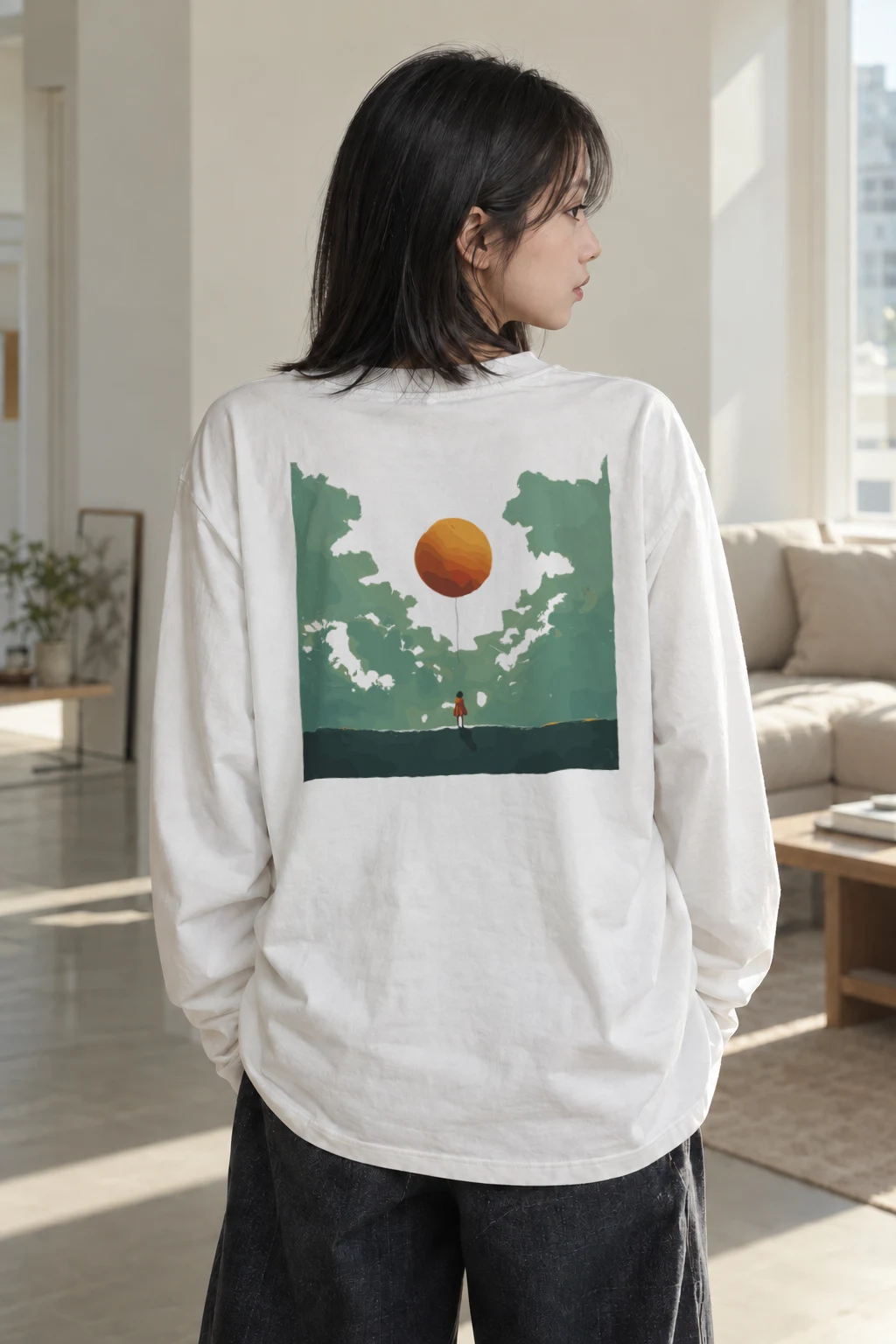 "Orange Balloon Drift" Unisex Longsleeve T-shirt | Gildan 2400
