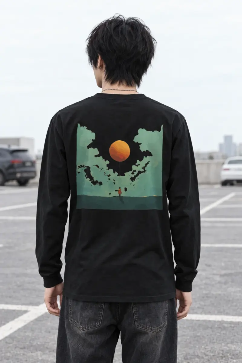 "Orange Balloon Drift" Unisex Longsleeve T-shirt