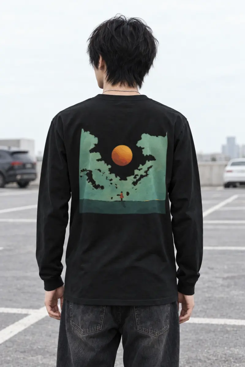 "Orange Balloon Drift" Unisex Longsleeve T-shirt