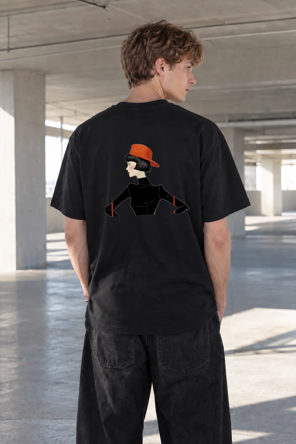 "Orange Hat Profile" Heavyweight Unisex Crewneck T-shirt | Gildan 5000