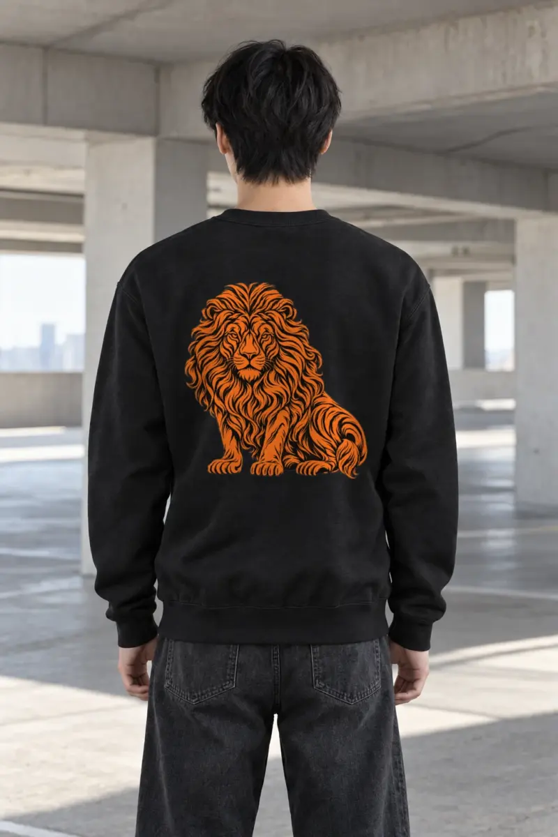 "Orange Ink Lion" Heavy Blend Unisex Crewneck Sweatshirt