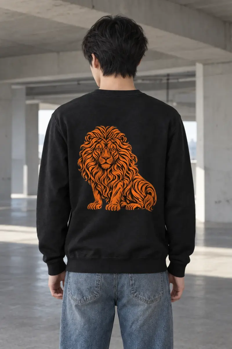"Orange Ink Lion" Heavy Blend Unisex Crewneck Sweatshirt