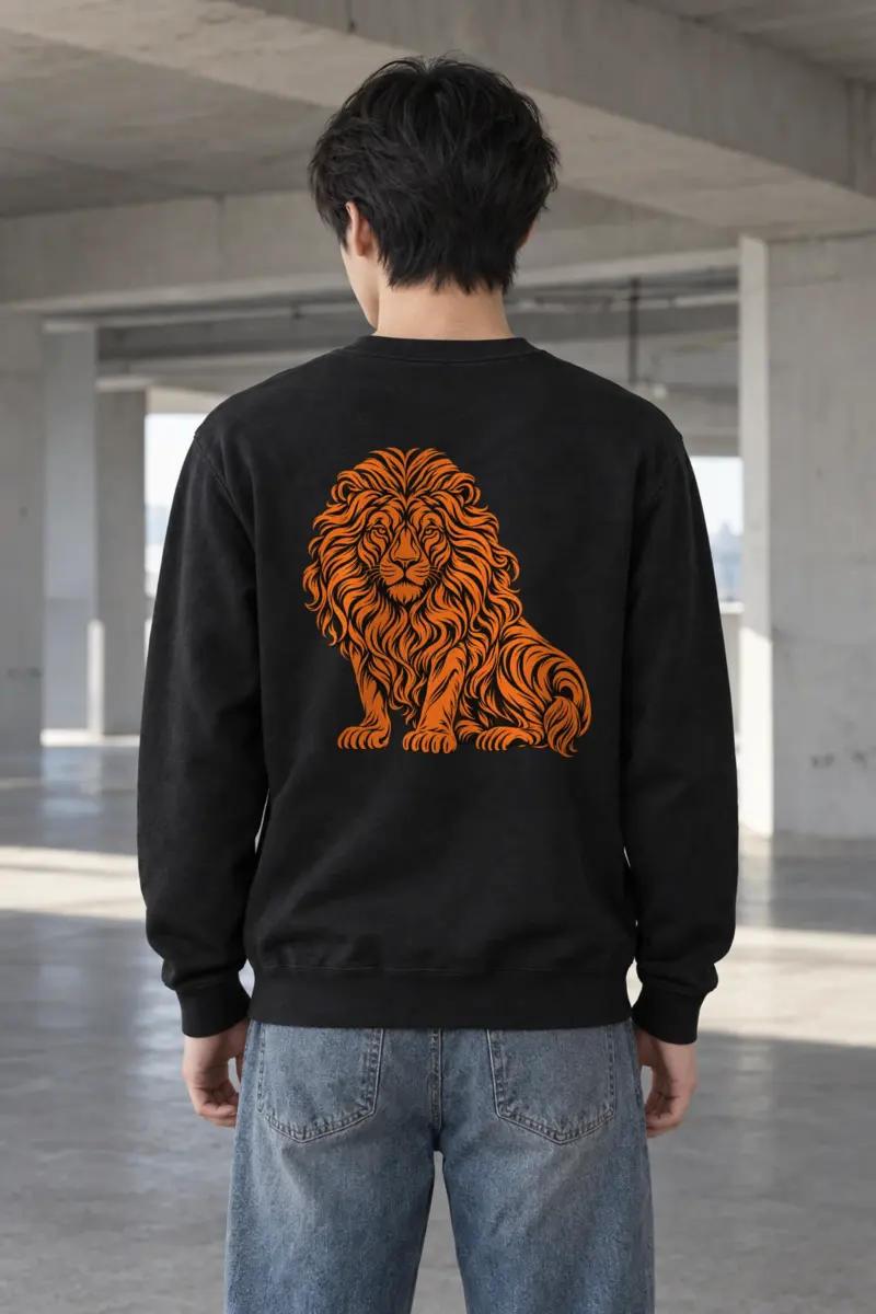 "Orange Ink Lion" Heavy Blend Unisex Crewneck Sweatshirt