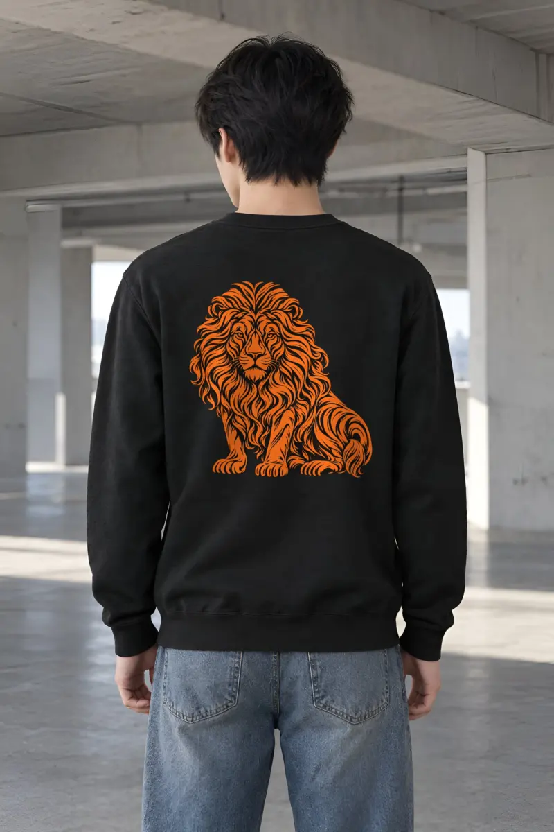 "Orange Ink Lion" Heavy Blend Unisex Crewneck Sweatshirt