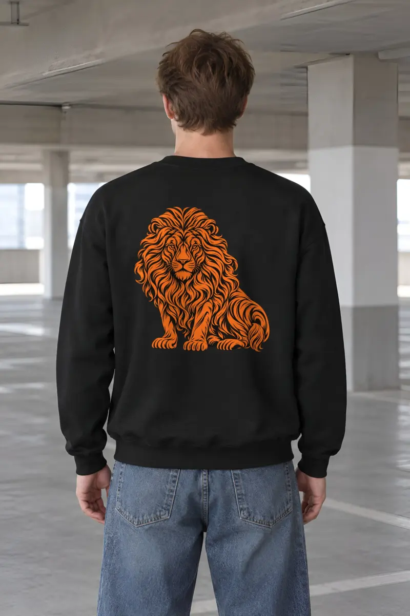 "Orange Ink Lion" Heavy Blend Unisex Crewneck Sweatshirt