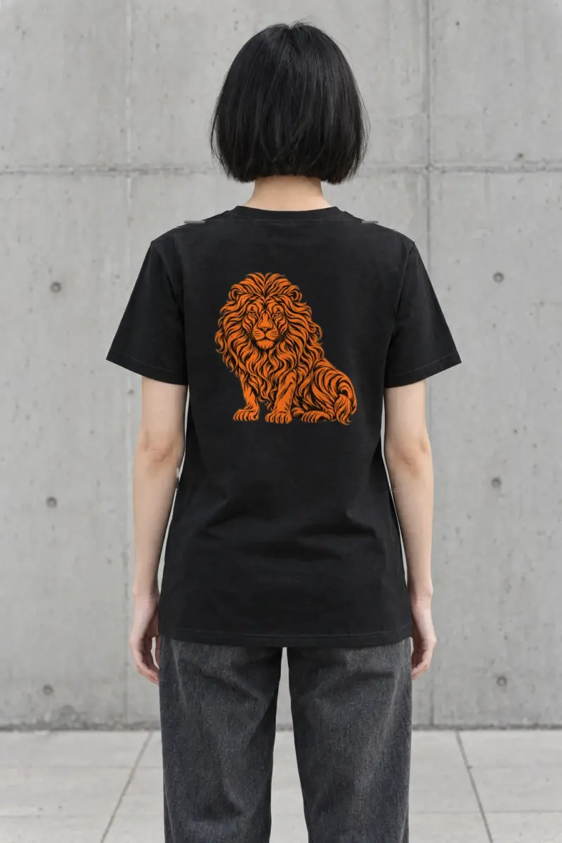 "Orange Ink Lion" Heavyweight Unisex Crewneck T-shirt