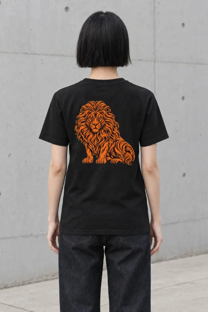"Orange Ink Lion" Heavyweight Unisex Crewneck T-shirt | Gildan 5000