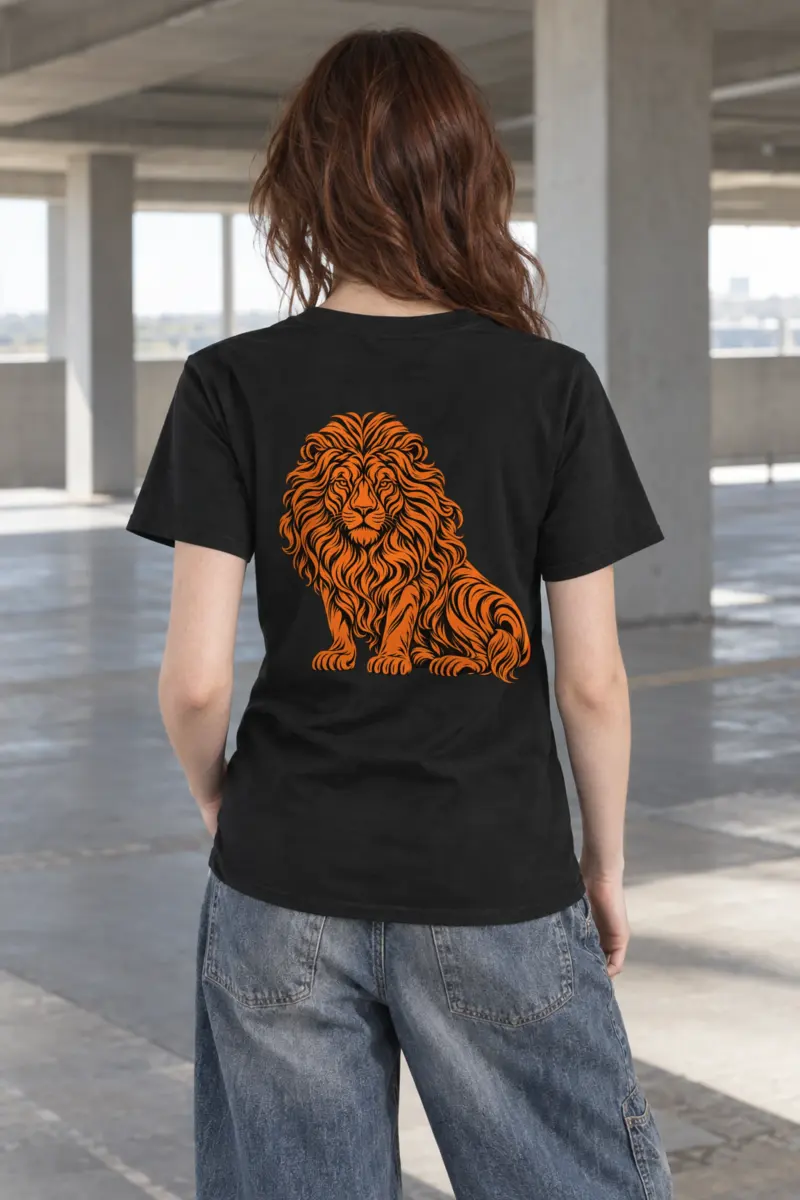 "Orange Ink Lion" Heavyweight Unisex Crewneck T-shirt