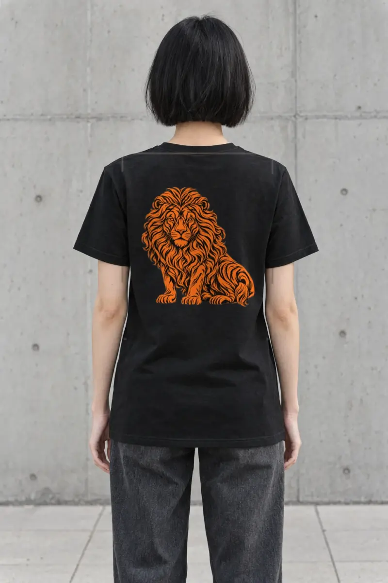 "Orange Ink Lion" Heavyweight Unisex Crewneck T-shirt