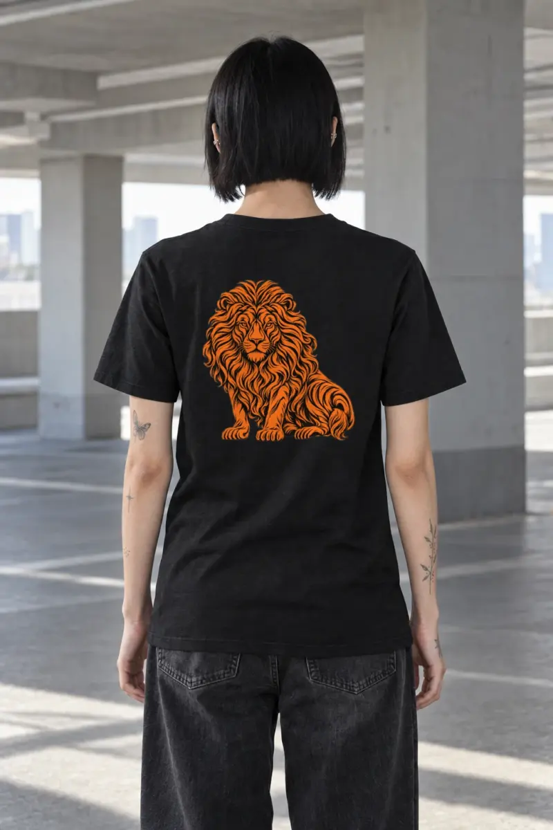 "Orange Ink Lion" Heavyweight Unisex Crewneck T-shirt